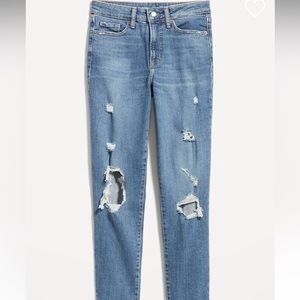 Old navy size 4 jeans high waisted OG style straight leg ripped cut off NWOT